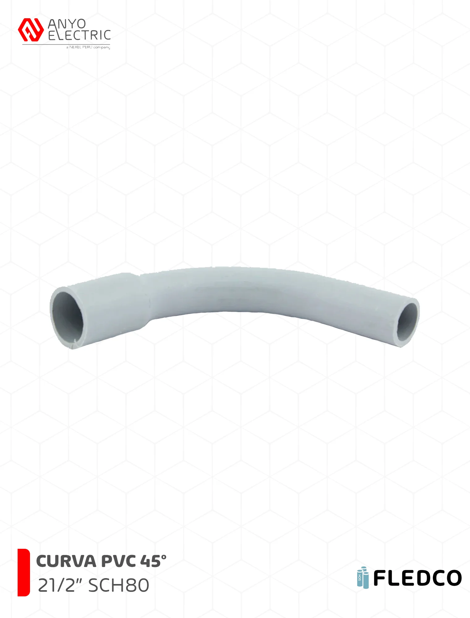 CURVA 45° HEMBRA 212 PVC SCH80 FLEDCO