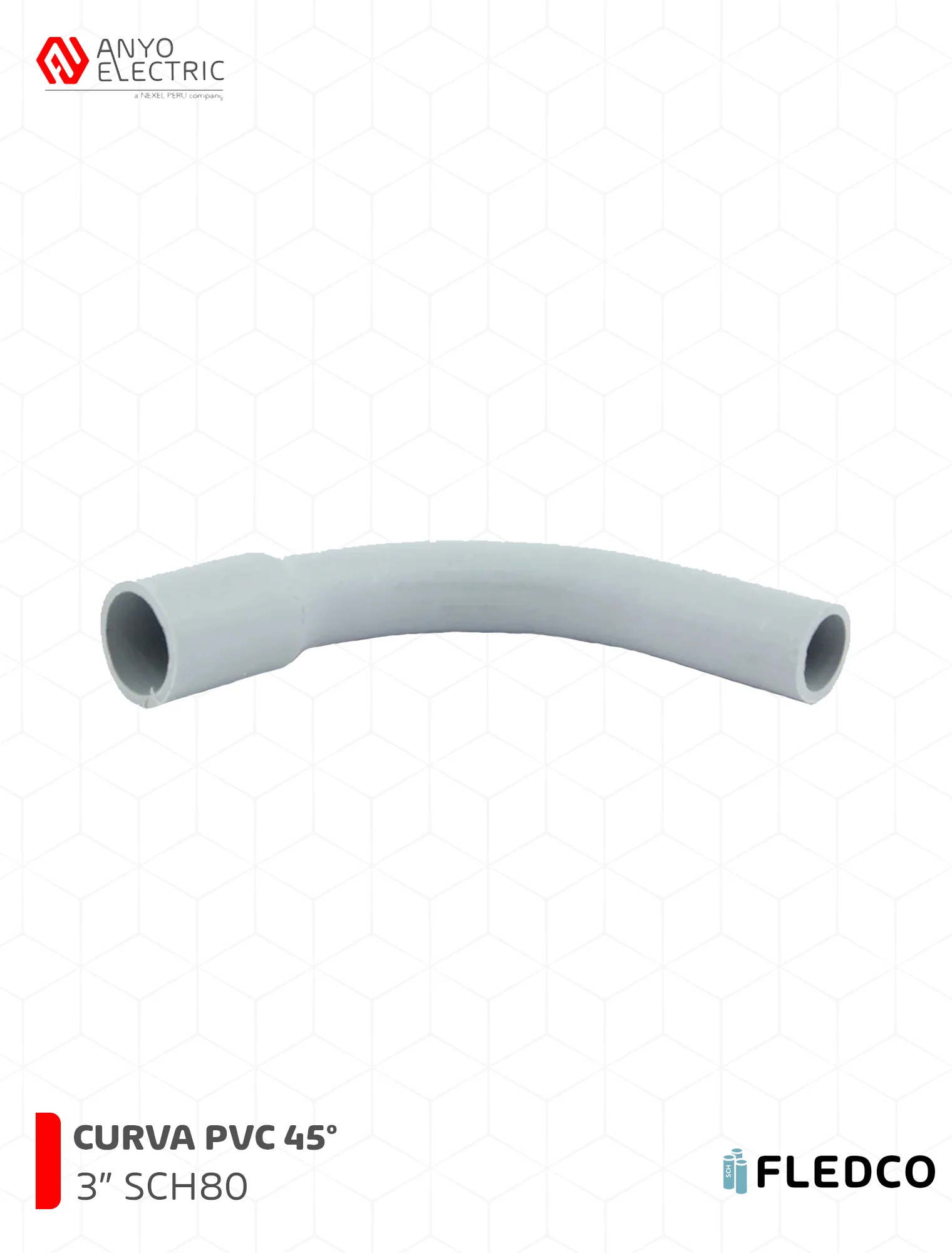 CURVA 45° HEMBRA 3 PVC SCH80 FLEDCO